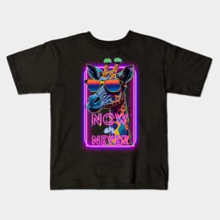 Neon Giraffe with Sunglasses Motivational quote Kids T-Shirt